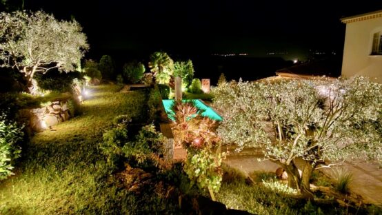 eclairage lumiere jardins de nuit vienne lyon oliviers muret renaud serniclay