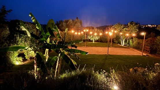 jardins de nuit eclairage jardin vence nice cannes yucca cyprès bananier éclairage nocturne petanque eclairage terrain boules